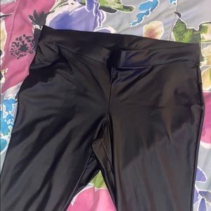 Black faux leather leggings